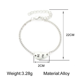 Close-up of alloy Best Friends heart pendant necklace with length and weight specs