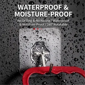 Transparenter wasserdichter Klebehaken mit um 180 Grad drehbarem Edelstahlhaken