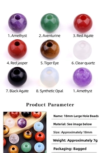 Makroansicht von 18mm Naturkristall- und Achatperlen mit großem Loch für DIY-Schmuck