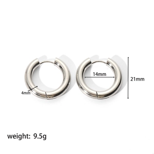 Detailed view of silver hoop earrings featuring a 4mm thick polished tubular design