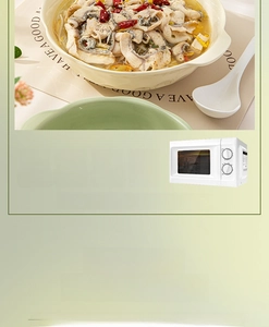 Detail showing high-temperature ceramic bowls safe for microwave, oven, and dishwasher