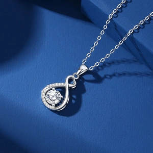 S925 sterling silver infinity waterdrop pendant necklace with moissanite center stone