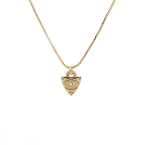 Fashion gold evil eye necklace with zircon triangle padlock pendant for women