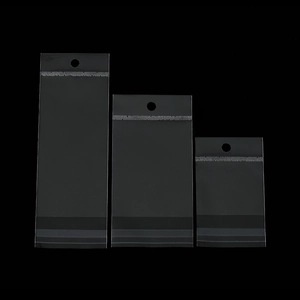 Three sizes of clear laser OPP self-sealing bags with hanging holes for jewelry packaging