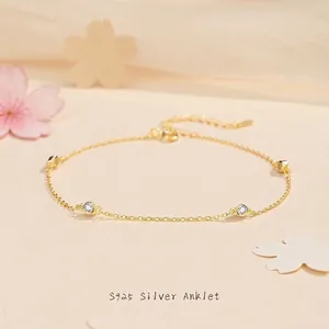 Cavigliera in Argento Sterling 925 per Donna con Zirconia Catena da Piede Geometrica Minimalista Gioielli Regolabili Regalo per Anniversario Festa
