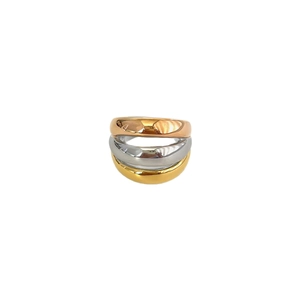 Anelli intrecciati minimalisti in tre colori oro, argento e oro rosa con finitura lucida