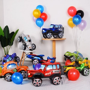3D Cartoon Car Aluminum Foil Balloons Racing Jeep Police Car Shape Birthday Party Decoration Kids Event Supplies