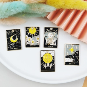 Five tarot card charms including sun and moon designs for DIY jewelry and accessories