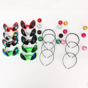 Alien Headband And Sunglasses Accessories Glitter Foam Ball Antenna Martian Halloween Cosplay Party Novelty For Kids