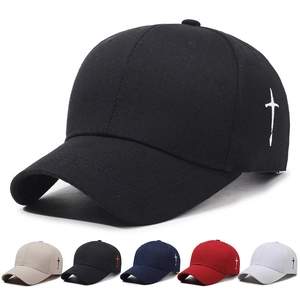 Baseball Cap Cotton Fabric Cross Embroidery Adjustable Buckle Sun Protection Outdoor Unisex Casual Hip Hop Hat