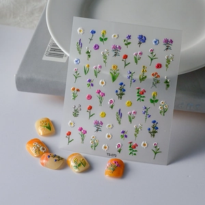 5D Embossed Nail Art Stickers Floral Design Self Adhesive Waterproof Relief Manicure Decals For Women DIY Decorations