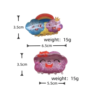 Dimensions détaillées des pinces à cheveux nuage avec visages souriants en acrylique