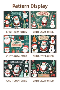 Selection of six festive Christmas patterns featuring Santa Claus, reindeer, and snowmen
