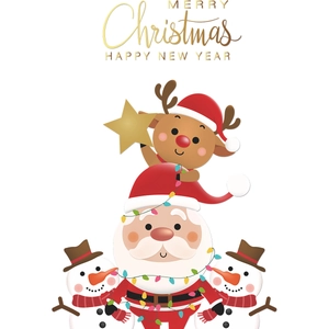 Cartoon Santa Claus, reindeer, and snowmen Christmas window wall sticker decoration