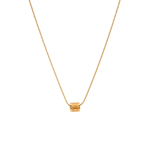 French style gold stainless steel necklace with cylindrical heart engraved pendant