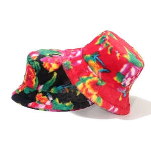 Chapeau Cloche En Fausse Fourrure À Imprimé Pivoine Pour Femmes Hiver Peluche Chaud Coupe-Vent Accessoires Mode