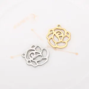 Pendentifs Roses Creux En Acier Inoxydable Galvanisé Charmes Floraux Pour La Fabrication De Bijoux DIY Colliers Boucles D'oreilles