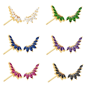 Wing Marquise Zircon Stud Earrings With 925 Sterling Silver Earring Post Copper Lightweight Fashion Jewelry For Women