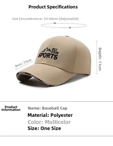 Dettagli dimensionali per cappello da baseball in poliestere con ricamo montagna