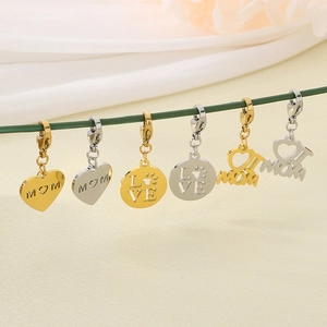 Hollow heart and MOM letter pendants in gold and silver stainless steel for Mother's Day