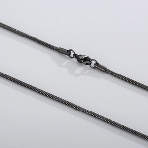 Minimalist black stainless steel round snake chain necklace with secure lobster clasp