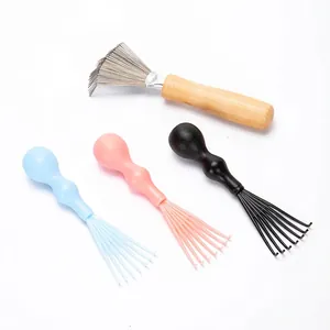Hairbrush Cleaning Tool Comb Cleaner Claw For Hair Removal Wood Stainless Steel Plastic Hair Care Grooming Brush