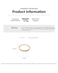 Detailed dimensions of gold hollow-out bangle with 6.5cm diameter and zircon C-clasp