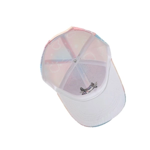 Berretto da baseball sfumato pastello per bambine con ricamo unicorno e design chic