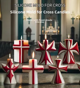 Detalle del molde de silicona para velas de cruz hecho de silicona de grado alimenticio