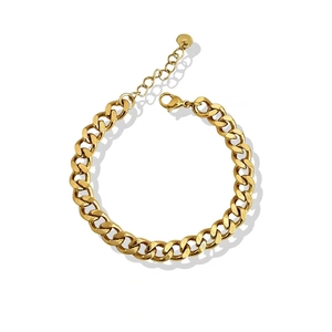 Bracelet chaîne cubaine dorée minimaliste en acier inoxydable avec fermoir mousqueton