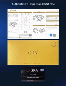 Authentisches GRA-Moissanit-Zertifikat mit Garantiekarte und goldenem Umschlag