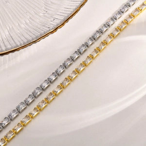 Fashion Rectangular Zirconia Copper Bracelet For Women Elegant Electroplated Tennis Chain Bracelet Jewelry Accessories