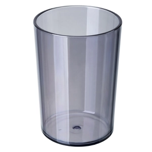 Gobelet de rinçage cylindrique en plastique gris foncé translucide au design minimaliste