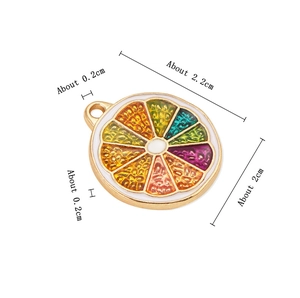 Detailed size chart for colorful fruit enamel charms with dimensions of 2.2cm in diameter