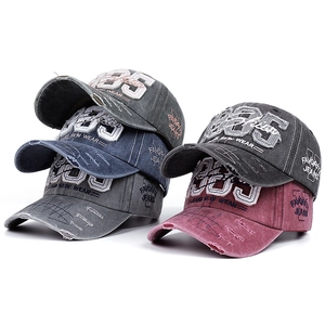 Distressed vintage cotton baseball caps with 1985 embroidery in multiple colors