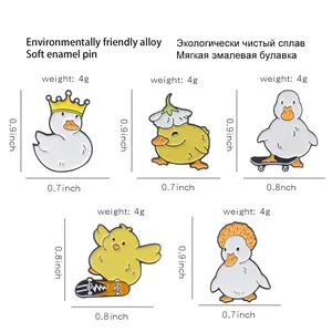 Size chart showing exact dimensions and weight for cartoon duck enamel pins
