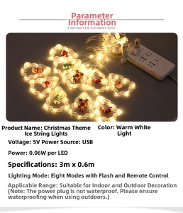 Detail view of 3M warm white Christmas icicle lights with 8 modes and USB remote control