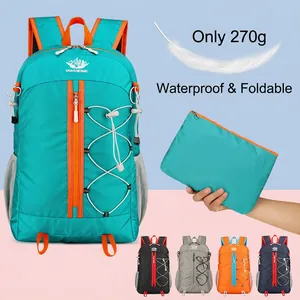 Waterproof foldable outdoor backpack for hiking in light blue, weighs only 270g