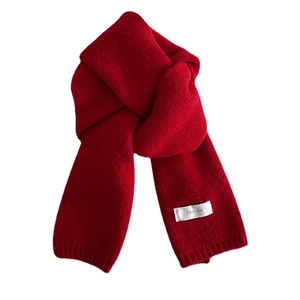 Festive red knit scarf with FEIDING label, thick winter neck warmer for couples