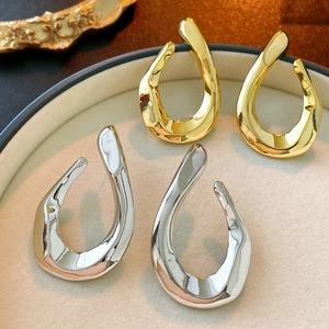 Twisted Geometric Stud Earrings With 925 Sterling Silver Earring Post Copper Body Exaggerated Irregular Metal For Women