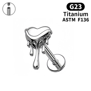 ASTM F136 G23 titanium labret stud with silver melting heart design for piercings