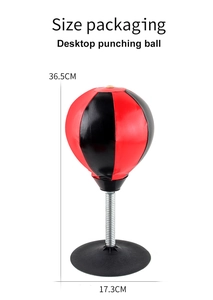 Desktop boksbal met rood en zwart leerontwerp en 36,5 cm metalen veerstandaard