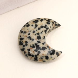 Natural Dalmatian Jasper stone moon crescent pendant ornament for jewelry making