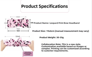 Detail showing the elastic stretch and dimensions of the pink leopard coral fleece headband