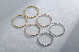 Bamboo joint design hoop earrings in gold, silver, and rose gold with zircon stones