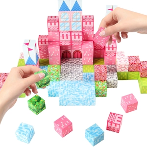 Pink castle 128pcs magnetic block set for girls with castle and landscape patterns