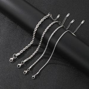 Stainless Steel Rope Chain Necklace And Bracelet Jewelry Set Adjustable Hip Hop Punk Minimalist Jewelry For Men Women