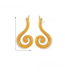 Detailed view of cloud-shaped gold titanium steel earrings with precise dimensions and weight