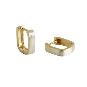 Minimalist square S925 silver earrings in gold with a refined brushed matte finish