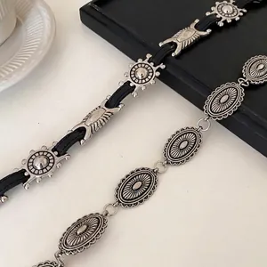 Vintage silver butterfly and geometric chain waist belts with engraved ethnic details